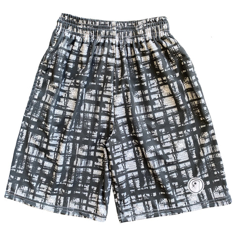 Boys Graphic Plaid Lacrosse Shorts - Black