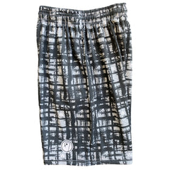 Boys Graphic Plaid Lacrosse Shorts - Black