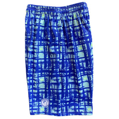 Boys Graphic Plaid Lacrosse Shorts - Blue