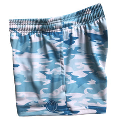 Girls Camo Lacrosse Shorts - Blue