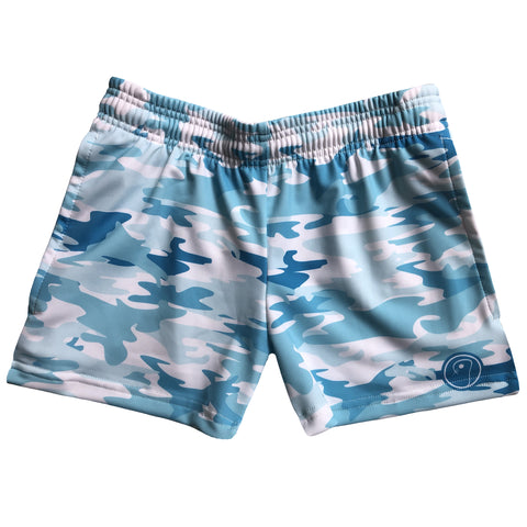 Girls Camo Lacrosse Shorts - Blue