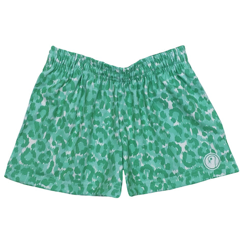 Girls Leopard Lacrosse Shorts - Green