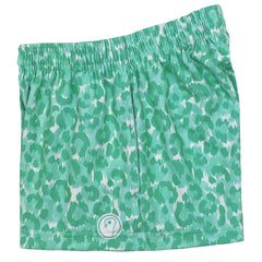 Girls Leopard Lacrosse Shorts - Green