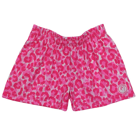 Girls Leopard Lacrosse Shorts - Pink