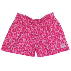 Girls Leopard Lacrosse Shorts - Pink