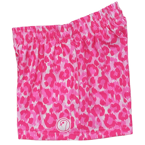 Girls Leopard Lacrosse Shorts - Pink