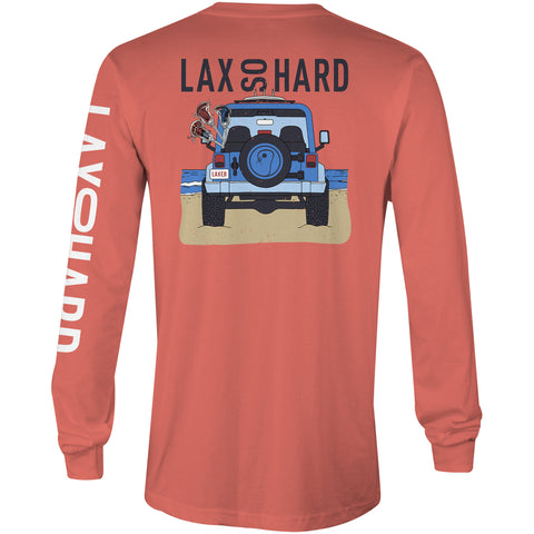 Mens Beach Lacrosse Jeep Long Sleeve T-Shirt - Melon