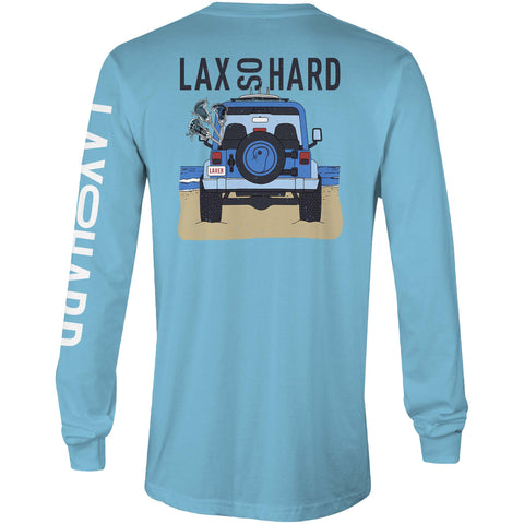 Mens Beach Lacrosse Jeep Long Sleeve T-Shirt - Blue