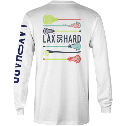 Mens Lacrosse Stick Colors Long Sleeve T-Shirt - White