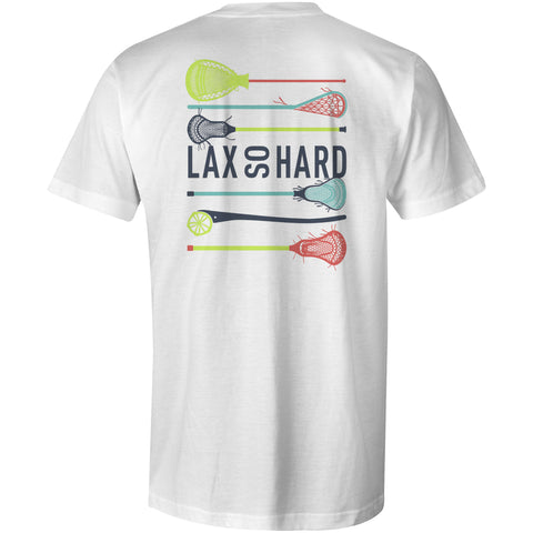 Mens Lacrosse Stick Colors T-Shirt - White