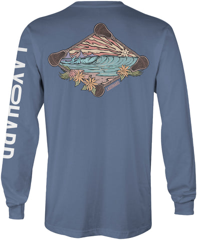 Mens Beach Lacrosse Long Sleeve T-Shirt - Blue