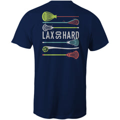 Mens Lacrosse Stick Colors T-Shirt - Navy Blue