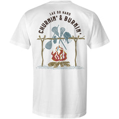 Mens Churnin & Burnin Lacrosse T-Shirt - White