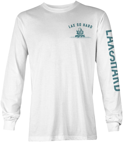 Mens Churnin & Burnin Lacrosse Long Sleeve T-Shirt - White