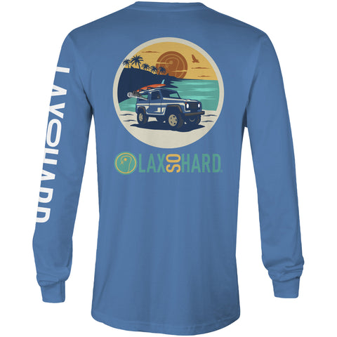 Mens Beach Lacrosse Jeep Long Sleeve T-Shirt - Royal Blue