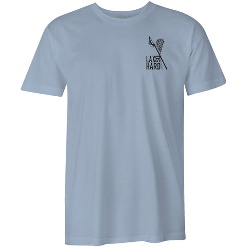 Mens Lacrosse Stick American Flag T-Shirt - Light Blue